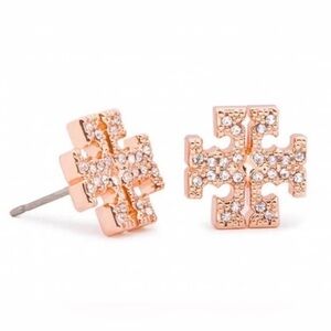 Tory Burch Rose Gold Kira Pavé Stud Earrings
